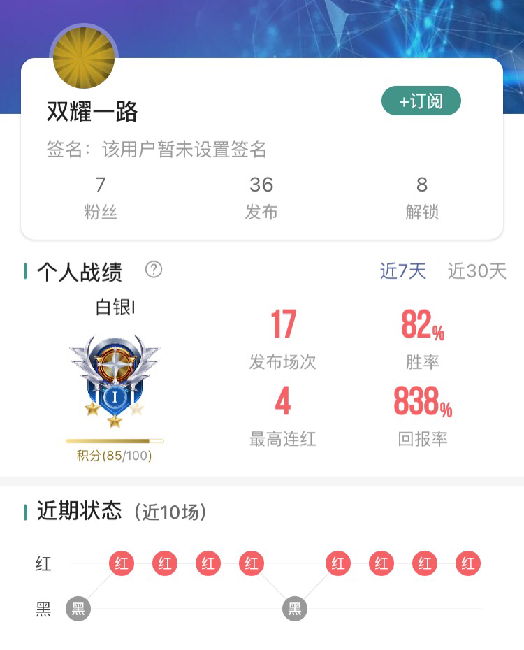 专家榜单周稳单达人